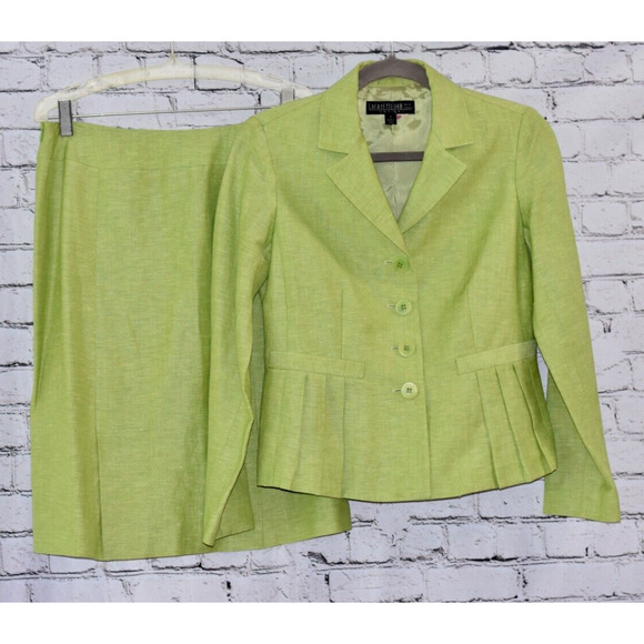 LAFAYETTE 148 New York Couture Wool / Linen Jacket Skirt Suit Size 2/6 Petite - Picture 1 of 10